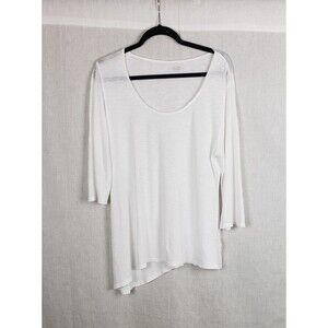 Eileen Fisher Shirt Womens Medium Organic Pima Cotton Sleepwear Asymmetrical Top